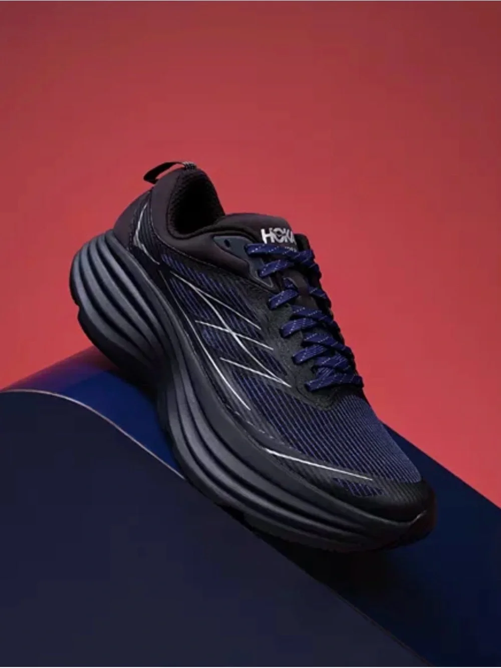 Hoka Bondi 8 Running Shoe - Black & Blue